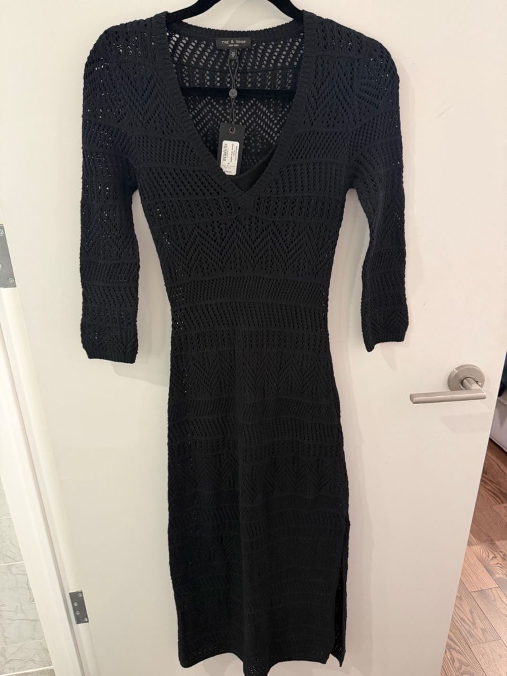 rag & bone Renée Crochet Midi Dress NWT Size XS Black